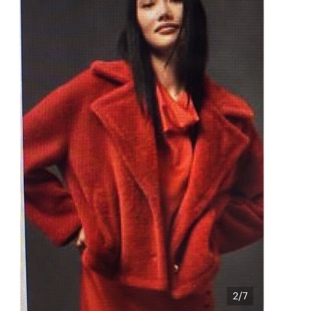 Anthropologie x Sanctuary Red Plush Faux Fur Jacket Mob Wife Button Glam Coat L